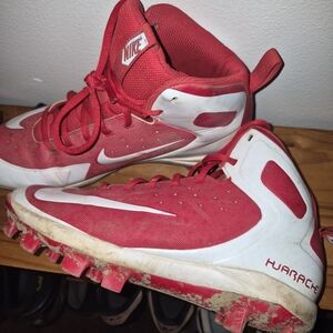 Nike Red and White Huarache Cleats